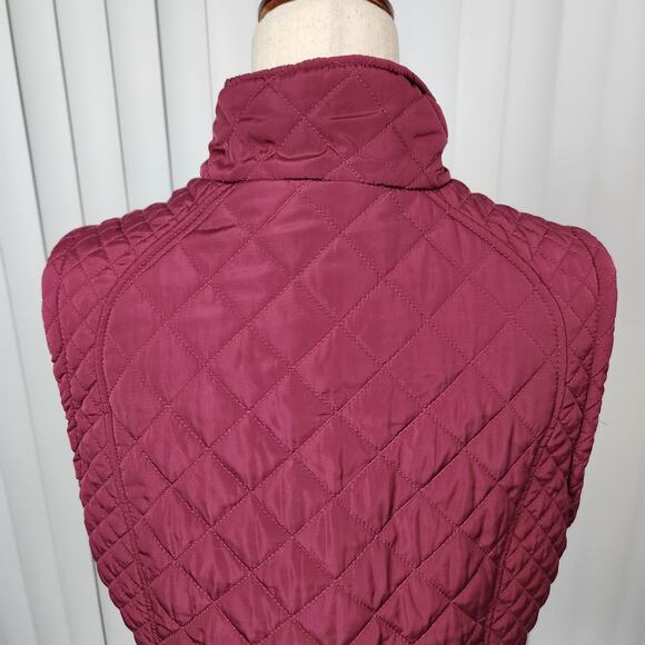 Aspen Quilted Puffer Vest Slim Fit Full Zip Sleeveless Pockets Burgundy Large - Picture 6 of 13